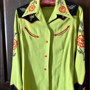 Vintage wool women’s embroidered western shirt